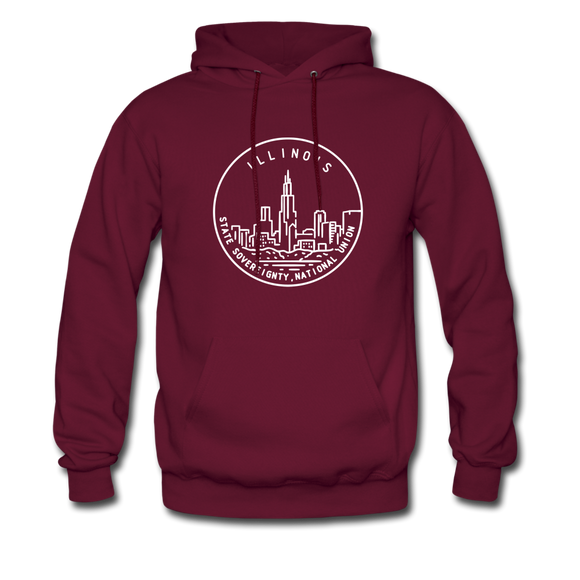 Illinois Hoodie - State Design Unisex Illinois Hooded Sweatshirt - burgundy