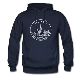 Illinois Hoodie - State Design Unisex Illinois Hooded Sweatshirt - navy