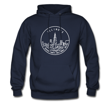 Illinois Hoodie - State Design Unisex Illinois Hooded Sweatshirt - navy