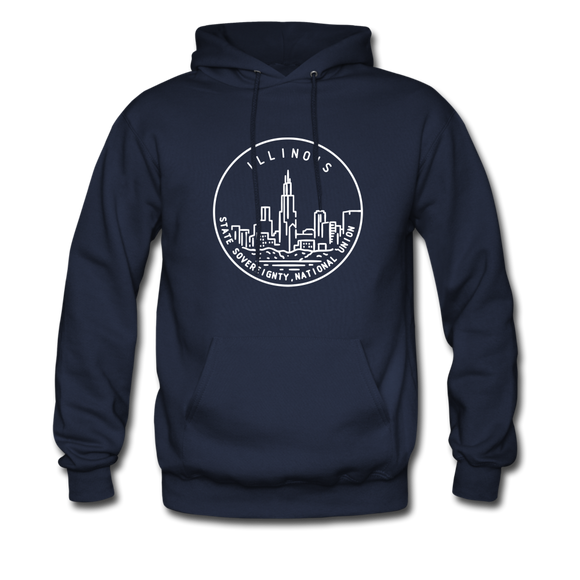 Illinois Hoodie - State Design Unisex Illinois Hooded Sweatshirt - navy