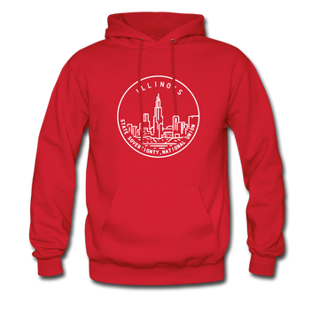 Illinois Hoodie - State Design Unisex Illinois Hooded Sweatshirt - red