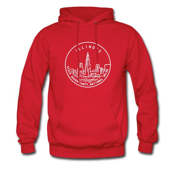 Illinois Hoodie - State Design Unisex Illinois Hooded Sweatshirt - red