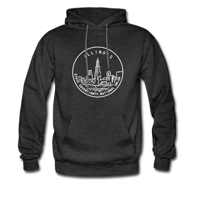 Illinois Hoodie - State Design Unisex Illinois Hooded Sweatshirt - charcoal gray