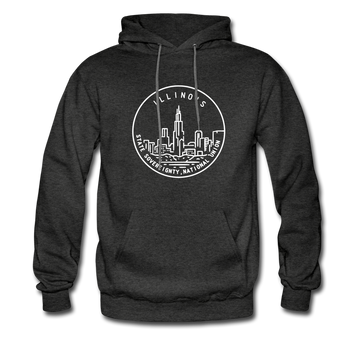 Illinois Hoodie - State Design Unisex Illinois Hooded Sweatshirt - charcoal gray