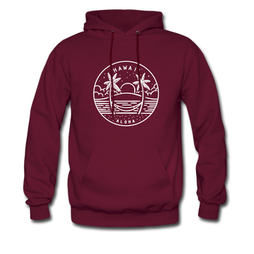 Hawaii Hoodie - State Design Unisex Hawaii Hooded Sweatshirt - burgundy