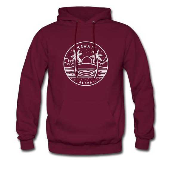 Hawaii Hoodie - State Design Unisex Hawaii Hooded Sweatshirt - burgundy