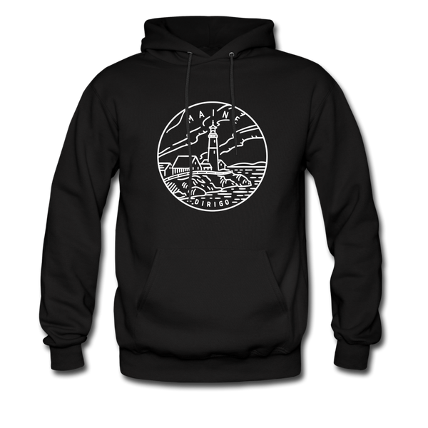 Maine Hoodie - State Design Unisex Maine Hooded Sweatshirt - black