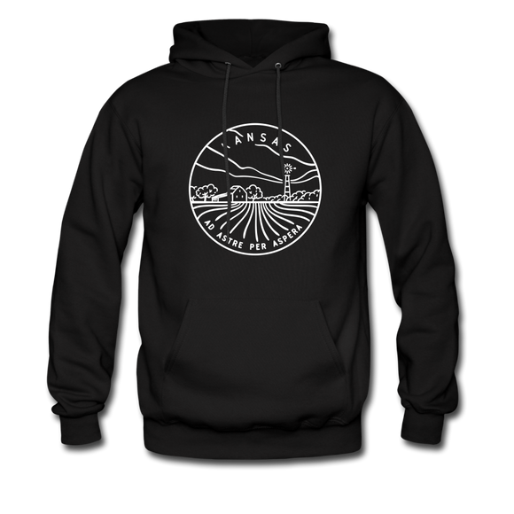 Kansas Hoodie - State Design Unisex Kansas Hooded Sweatshirt - black