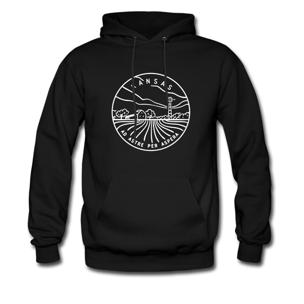 Kansas Hoodie - State Design Unisex Kansas Hooded Sweatshirt - black