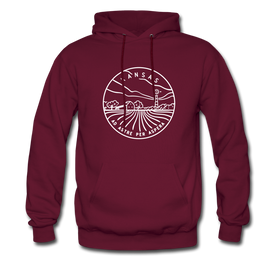 Kansas Hoodie - State Design Unisex Kansas Hooded Sweatshirt - burgundy