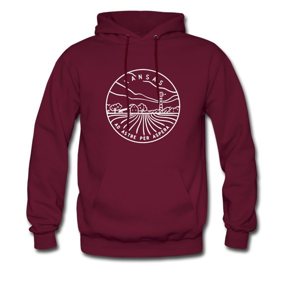 Kansas Hoodie - State Design Unisex Kansas Hooded Sweatshirt - burgundy