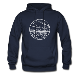 Kansas Hoodie - State Design Unisex Kansas Hooded Sweatshirt - navy