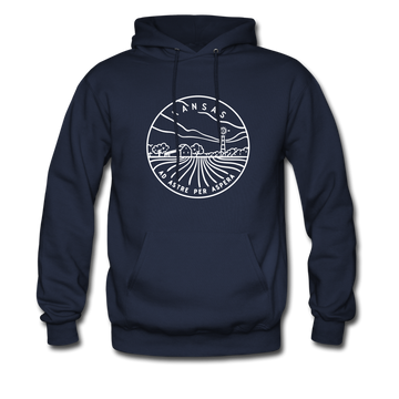 Kansas Hoodie - State Design Unisex Kansas Hooded Sweatshirt - navy