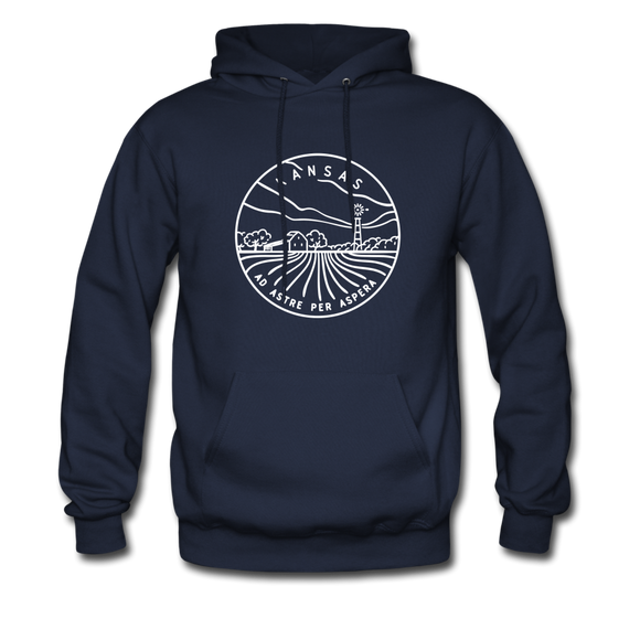 Kansas Hoodie - State Design Unisex Kansas Hooded Sweatshirt - navy