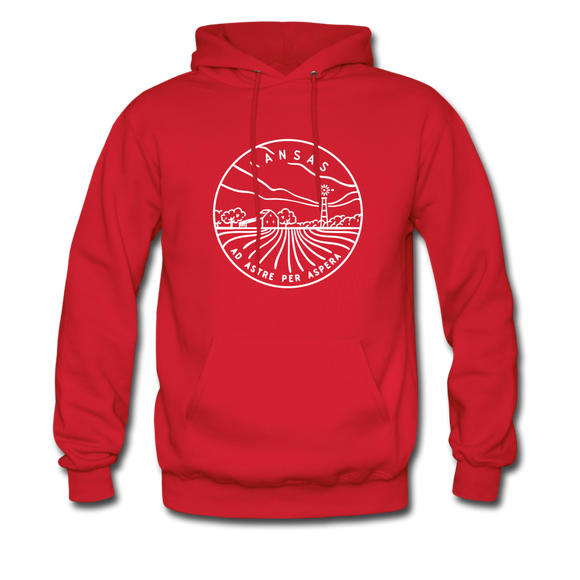 Kansas Hoodie - State Design Unisex Kansas Hooded Sweatshirt - red