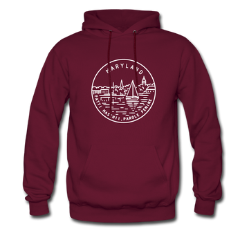 Maryland Hoodie - State Design Unisex Maryland Hooded Sweatshirt - burgundy