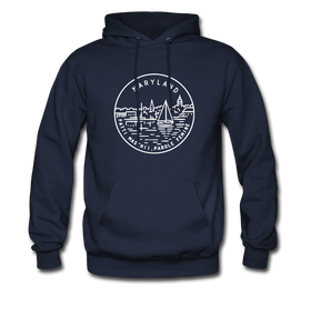 Maryland Hoodie - State Design Unisex Maryland Hooded Sweatshirt - navy
