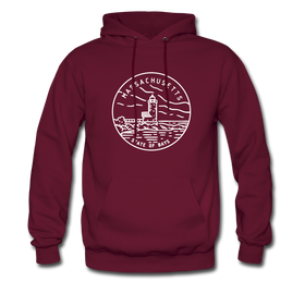Massachusetts Hoodie - State Design Unisex Massachusetts Hooded Sweatshirt - burgundy