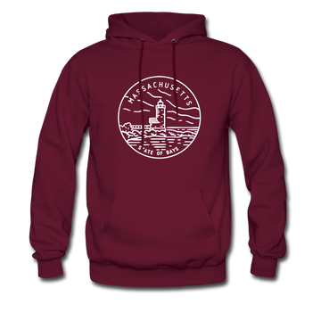 Massachusetts Hoodie - State Design Unisex Massachusetts Hooded Sweatshirt - burgundy