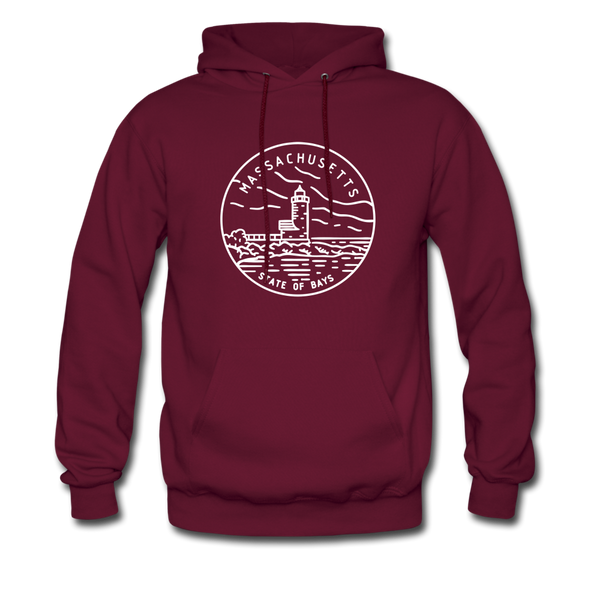 Massachusetts Hoodie - State Design Unisex Massachusetts Hooded Sweatshirt - burgundy
