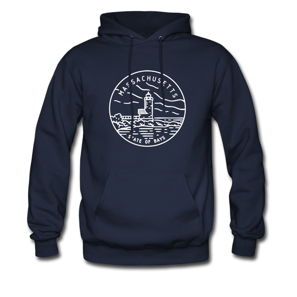 Massachusetts Hoodie - State Design Unisex Massachusetts Hooded Sweatshirt - navy
