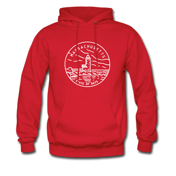 Massachusetts Hoodie - State Design Unisex Massachusetts Hooded Sweatshirt - red