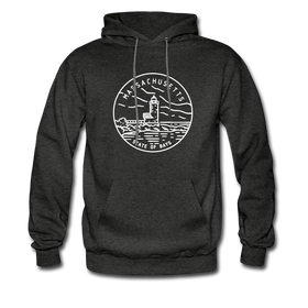 Massachusetts Hoodie - State Design Unisex Massachusetts Hooded Sweatshirt - charcoal gray
