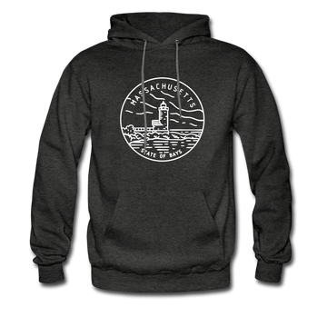 Massachusetts Hoodie - State Design Unisex Massachusetts Hooded Sweatshirt - charcoal gray