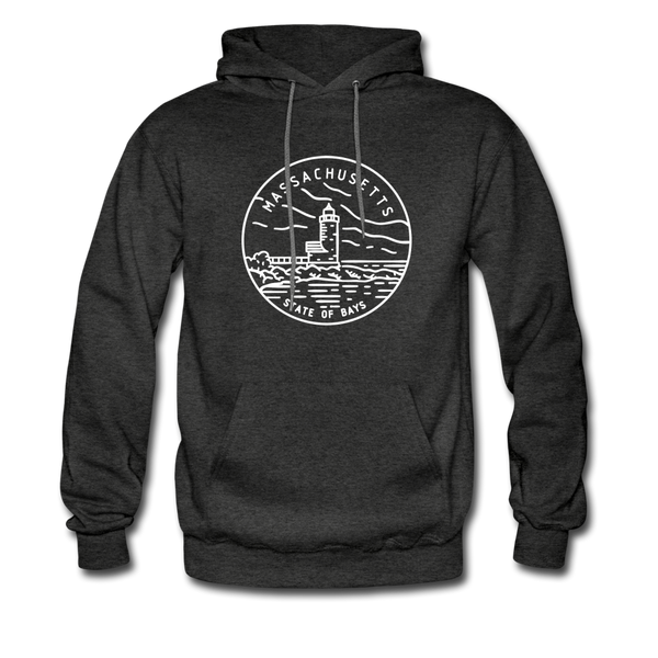 Massachusetts Hoodie - State Design Unisex Massachusetts Hooded Sweatshirt - charcoal gray