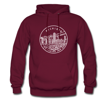 Michigan Hoodie - State Design Unisex Michigan Hooded Sweatshirt - burgundy