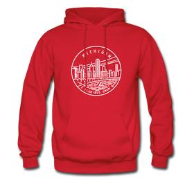 Michigan Hoodie - State Design Unisex Michigan Hooded Sweatshirt - red