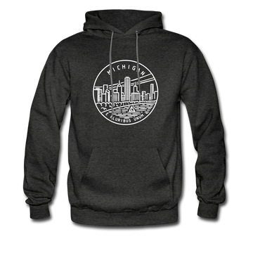 Michigan Hoodie - State Design Unisex Michigan Hooded Sweatshirt - charcoal gray