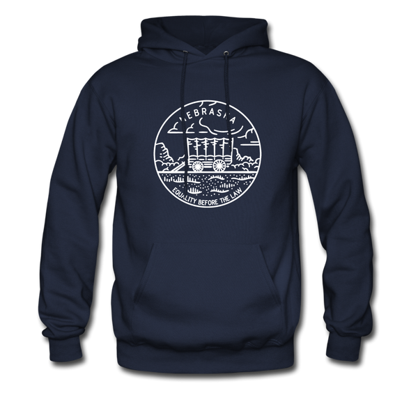 Nebraska Hoodie - State Design Unisex Nebraska Hooded Sweatshirt - navy