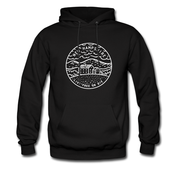New Hampshire Hoodie - State Design Unisex New Hampshire Hooded Sweatshirt - black