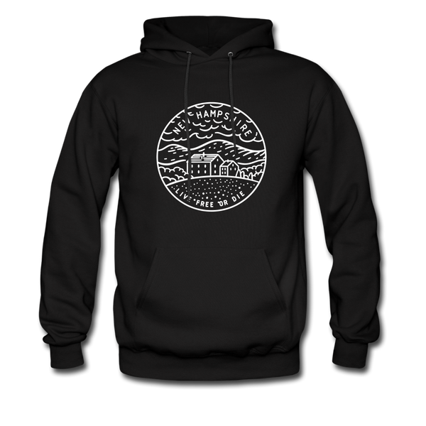 New Hampshire Hoodie - State Design Unisex New Hampshire Hooded Sweatshirt - black