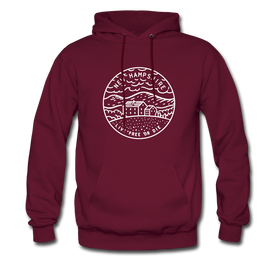 New Hampshire Hoodie - State Design Unisex New Hampshire Hooded Sweatshirt - burgundy