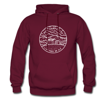 New Hampshire Hoodie - State Design Unisex New Hampshire Hooded Sweatshirt - burgundy