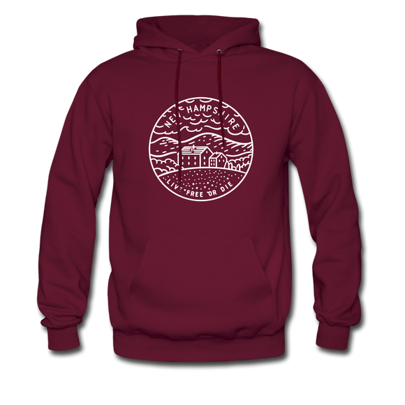 New Hampshire Hoodie - State Design Unisex New Hampshire Hooded Sweatshirt - burgundy