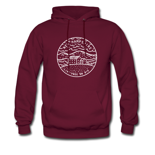 New Hampshire Hoodie - State Design Unisex New Hampshire Hooded Sweatshirt - burgundy