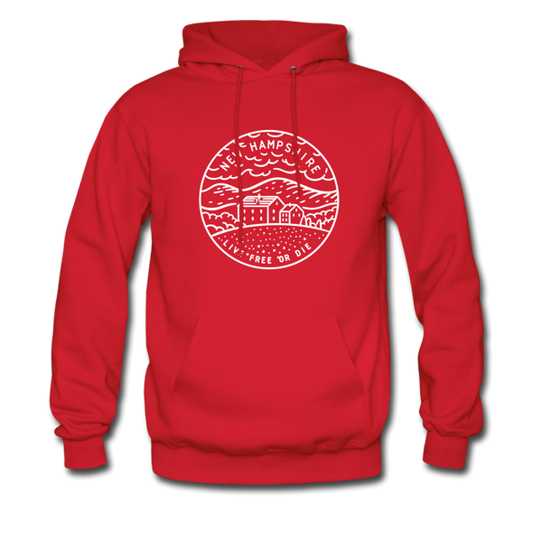 New Hampshire Hoodie - State Design Unisex New Hampshire Hooded Sweatshirt - red