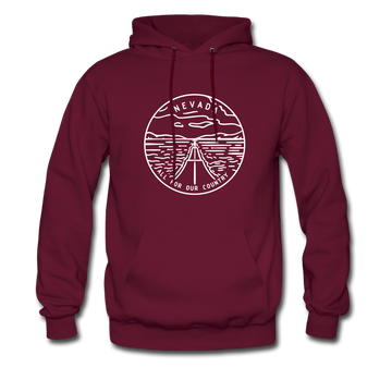 Nevada Hoodie - State Design Unisex Nevada Hooded Sweatshirt - burgundy