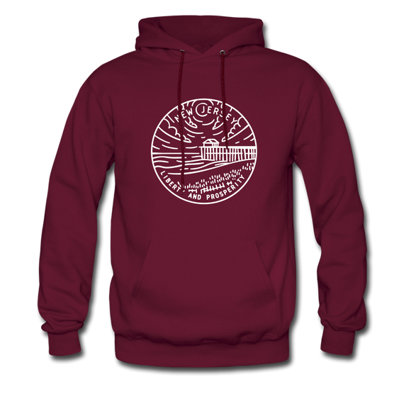 New Jersey Hoodie - State Design Unisex New Jersey Hooded Sweatshirt - burgundy