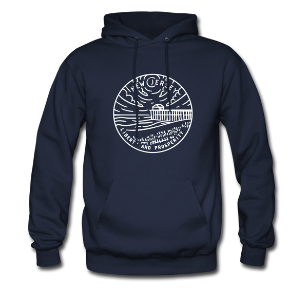 New Jersey Hoodie - State Design Unisex New Jersey Hooded Sweatshirt - navy