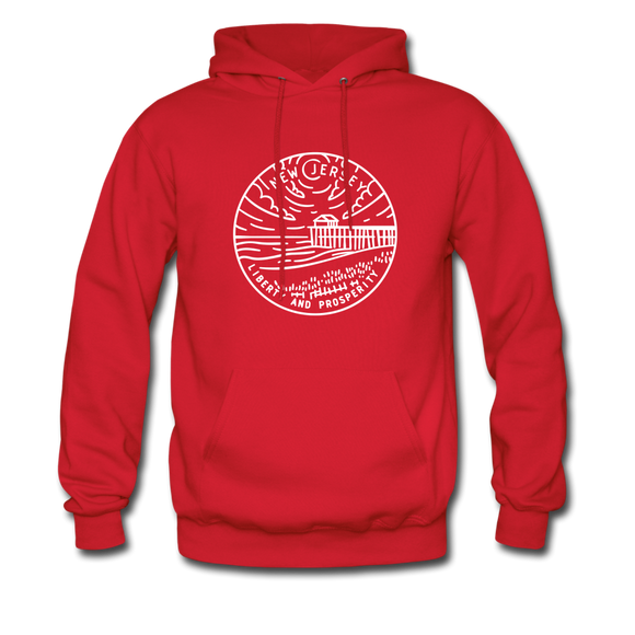New Jersey Hoodie - State Design Unisex New Jersey Hooded Sweatshirt - red