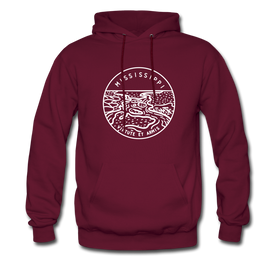 Mississippi Hoodie - State Design Unisex Mississippi Hooded Sweatshirt - burgundy