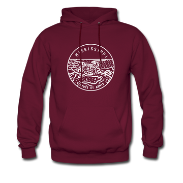Mississippi Hoodie - State Design Unisex Mississippi Hooded Sweatshirt - burgundy