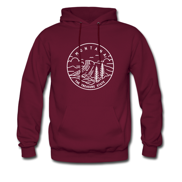 Montana Hoodie - State Design Unisex Montana Hooded Sweatshirt - burgundy