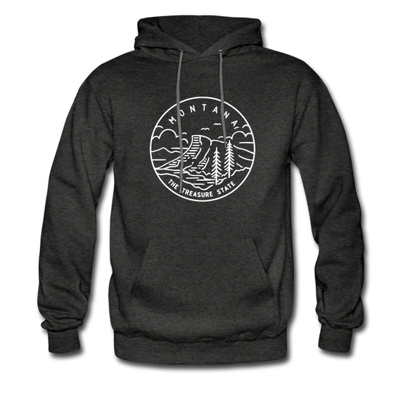 Montana Hoodie - State Design Unisex Montana Hooded Sweatshirt - charcoal gray
