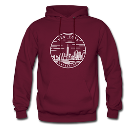 New York Hoodie - State Design Unisex New York Hooded Sweatshirt - burgundy