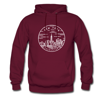 New York Hoodie - State Design Unisex New York Hooded Sweatshirt - burgundy
